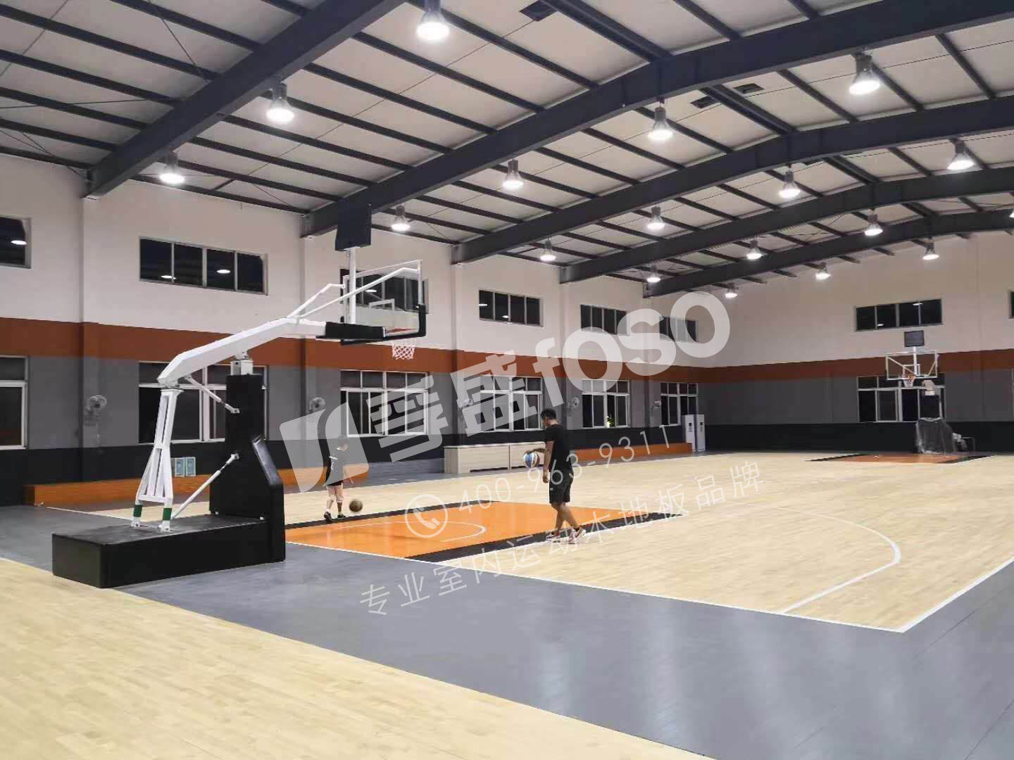 河南理工大新校區籃球館運動木地板施工完成